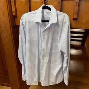 Mizzen+Main size XXL XX-Large trim fit Light Blue Pinstripe Dress Shirt